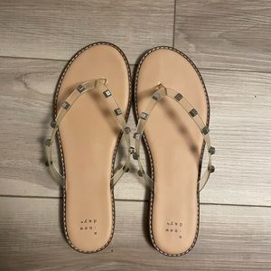 A New Day Clear Silver Stead Flip Flops